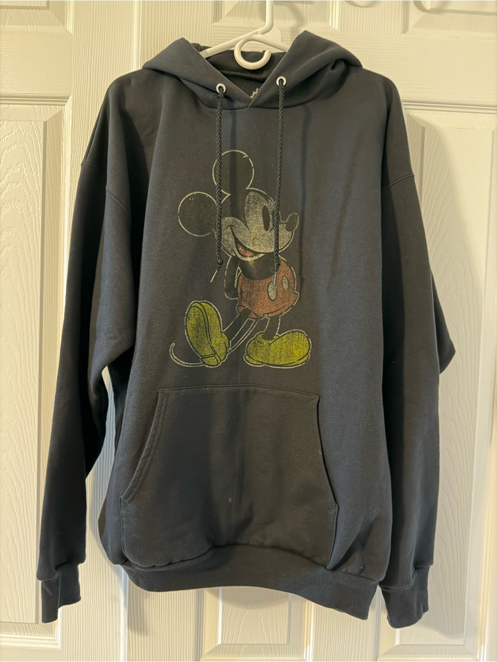 Disney Black Hoodie with Vintage Mickey Graphic and Green Accents